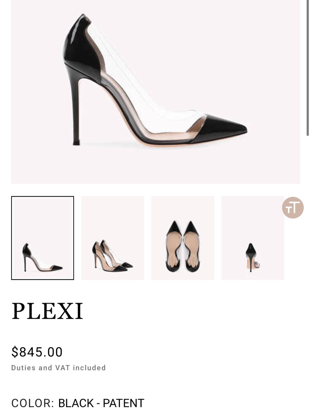 Gianvito Rossi “Plexi” Black Patent Pointed PVC Pump - Picture 8 of 9